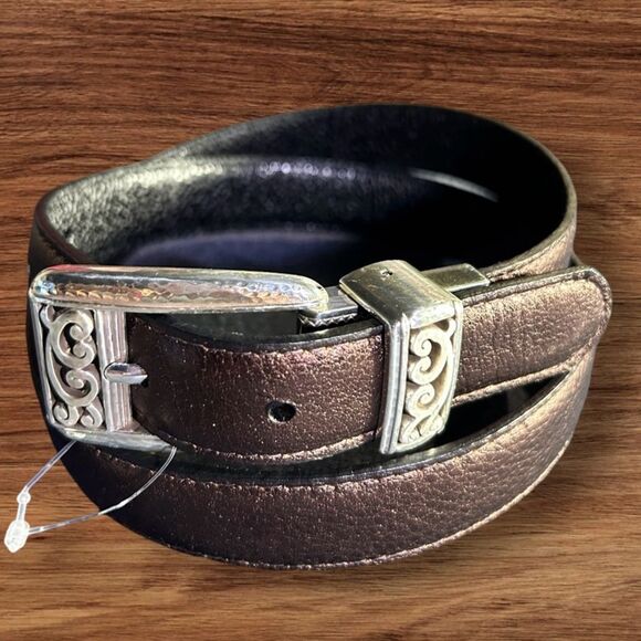 BRIGHTON Reversible Womens Belt Shiny Oil Rubbed Bronze Color, Silver Buckle main image 12